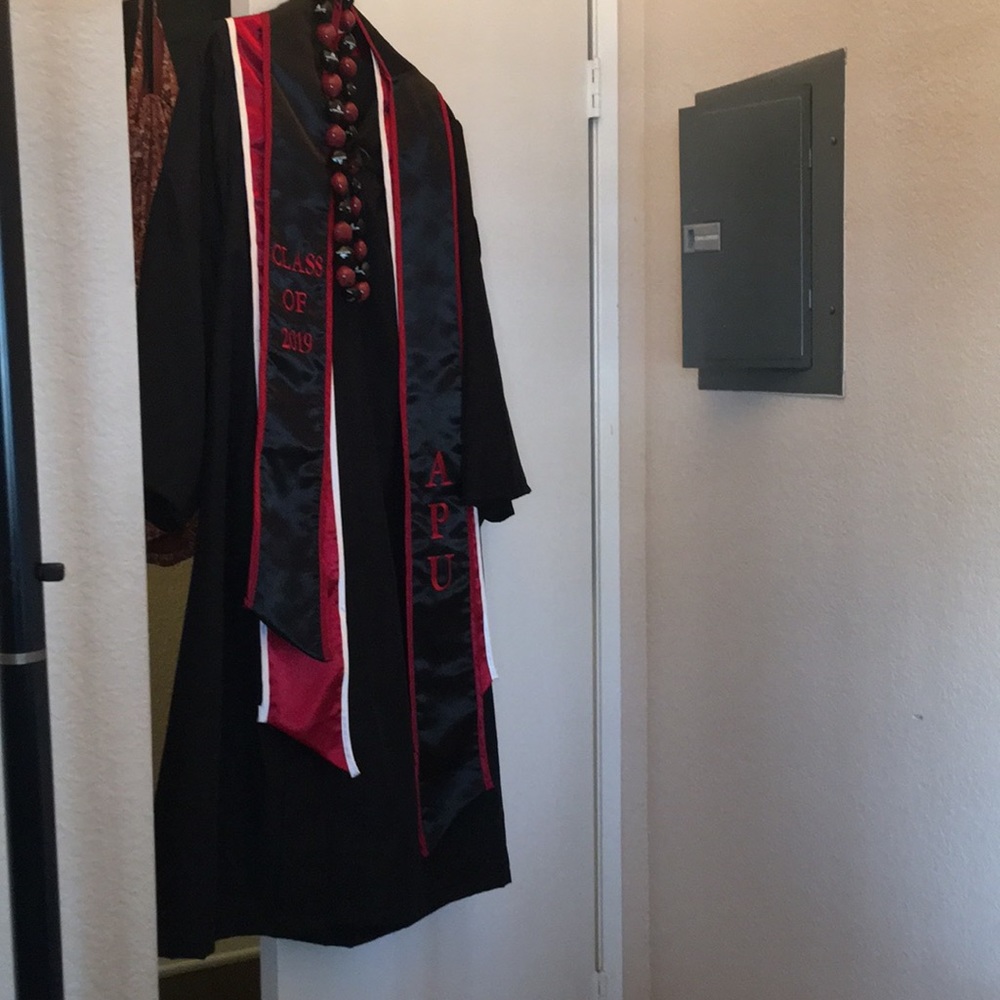My gown/two sashes. 5’3